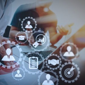 businessman working with mobile phone and digital tablet and lap